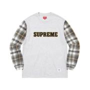 Supreme Rutig Ärm Långärmad Topp Gray, Herr