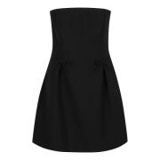 Valentino Garavani Båg Detalj Crepe Couture Solid Klänning Black, Dam