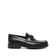 Salvatore Ferragamo Svarta Gancini Spänne Platta Skor Black, Herr