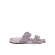 ALMA EN PENA Glittrande platt sandal med rhinestone band Purple, Dam