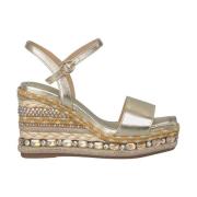 Alma EN Pena Rhinestone Wedge Sandal med Flätad Detalj Yellow, Dam