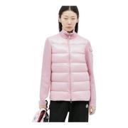 Moncler Vadderad Ull Zip-Up Cardigan Pink, Dam