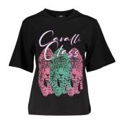 Cavalli Class Ikoniskt Print Slim Fit Tee Black, Dam