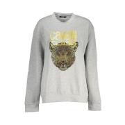 Cavalli Class Grå Fleece Sweatshirt med Logo Print Gray, Herr