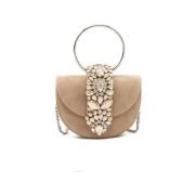 ALMA EN PENA Måne Flap Clutch Väska Beige, Dam