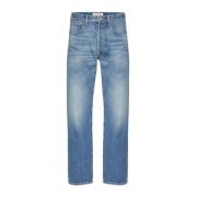 Valentino Garavani Blå Denim Straight Jeans Logotypplatta Blue, Herr