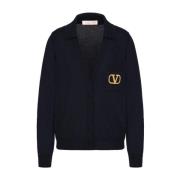 Valentino Garavani Marinblå VLogo Cardigan Sweater Blue, Dam