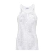 The Attico Vit Ribbad Tanktop med Strassdekorationer White, Dam