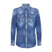 Dsquared2 Stonewashed Denim Skjorta Blå Blue, Herr