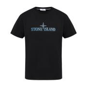 Stone Island Svart Bomull Jersey Slim Fit Tee Black, Herr