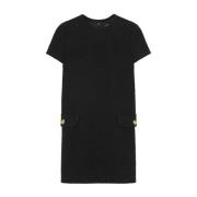 Versace Svart Tweed Miniklänning Medusa Knappar Black, Dam