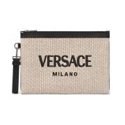 Versace Broderad Beige Clutch Väska Beige, Herr