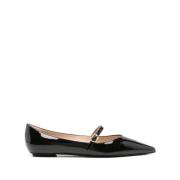 Stuart Weitzman Svarta platta Mary Janes skor Black, Dam