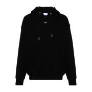 Off White Svart Ekologisk Bomull Hoodie Black, Herr