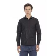 Baldinini Elegant Svart Italienskt Slim Fit Skjorta Black, Herr