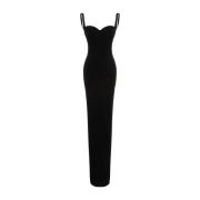 Balenciaga Elegant Svart Fitted Gown Black, Dam