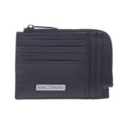 Baldinini Document holder in black tumbled leather Black, Herr