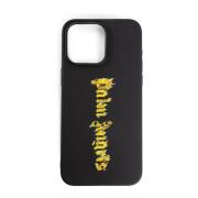 Palm Angels Svart Guld Brännande Logo iPhone Fodral Black, Herr