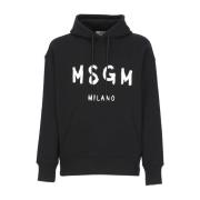 Msgm Svart Bomullshoodie med Logga Black, Herr