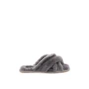 UGG Fårskinn Korsade Slides Gray, Dam