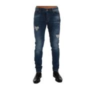 Frankie Morello Blå Distressed Slim Fit Jeans Blue, Herr