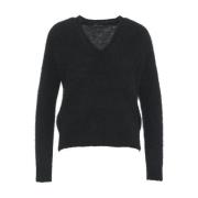 Roberto Collina Svart Angora Stickat Aw24 Black, Dam