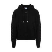 Off White Svart Skate Design Hoodie Black, Herr