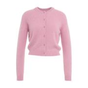 Roberto Collina Lyxig Stickad Kofta Rose Aw24 Pink, Dam