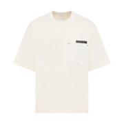 Bottega Veneta Vit T-shirt med läderdetaljer Beige, Herr