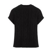 Max Mara Svart Cable-Knit Gilet Black, Dam