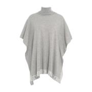 Moschino Grå Stickad Poncho Aw24 Gray, Dam