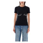 Jean Paul Gaultier Ikonisk Logotyptryck Svart Vit T-shirt Black, Dam