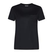 Max Mara Papaia Svart T-shirt Rund Hals Ficka Black, Dam