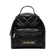 Moschino Svart Trendig Urban Chic Läder Ryggsäck Black, Dam