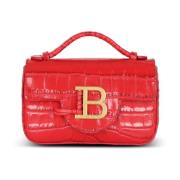 Balmain B-Buzz mini väska i krokodiltryckt läder Red, Dam