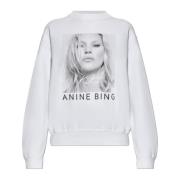 Anine Bing Tryckt Sweatshirt White, Dam