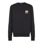 Balmain Sweatshirt med kyssmönster Black, Herr