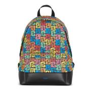 Balmain Multifärgad PB Labyrinth canvas ryggsäck Multicolor, Herr