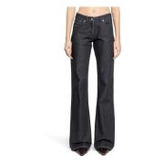 Knwls Flared Svarta Jeans med Bälteshål Black, Dam