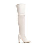 Stuart Weitzman Högklackad Stretch Över knäet stövel White, Dam