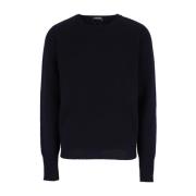 Drumohr Rasato Tubico Crew Neck Sweater Blue, Herr