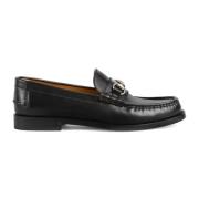 Gucci Läder Loafers med Horsebit Detalj Black, Herr