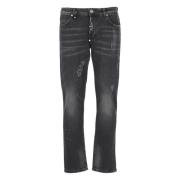 Philipp Plein Svarta Bomullsjeans med Hexagon Patch Black, Herr