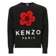 Kenzo Svart Ull Jumper Rund Hals Långa ärmar Black, Herr