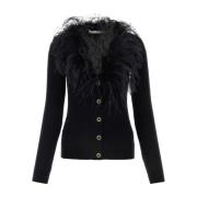 Alessandra Rich Stilren Svart Ull Cardigan Black, Dam