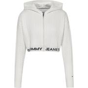 Tommy Jeans Zip Hoodie White, Dam