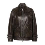 Pinko Svart Sheepskin Jacka med Nitdetaljer Black, Dam