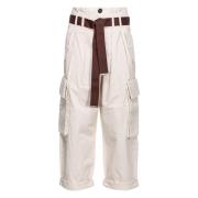 Pinko Färgad Pantalone i Vit Latte White, Dam