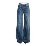 Gaudi Stiliga Wide Leg Jeans för Kvinnor Blue, Dam