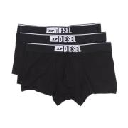 Diesel Svarta boxershorts i stretchbomull, set om tre Black, Herr